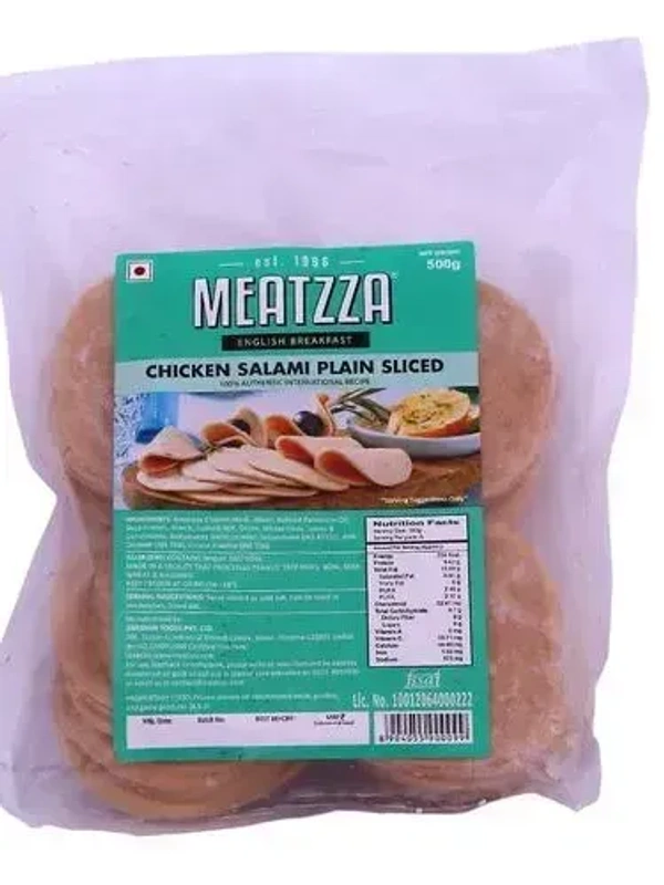 Meatzza Chicken Salami Plain Sliced, 500g