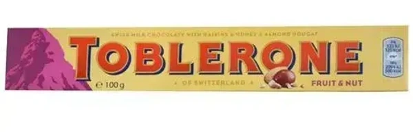 Toblerone Swiss Milk Chocolate Fruit& Nut, 100g