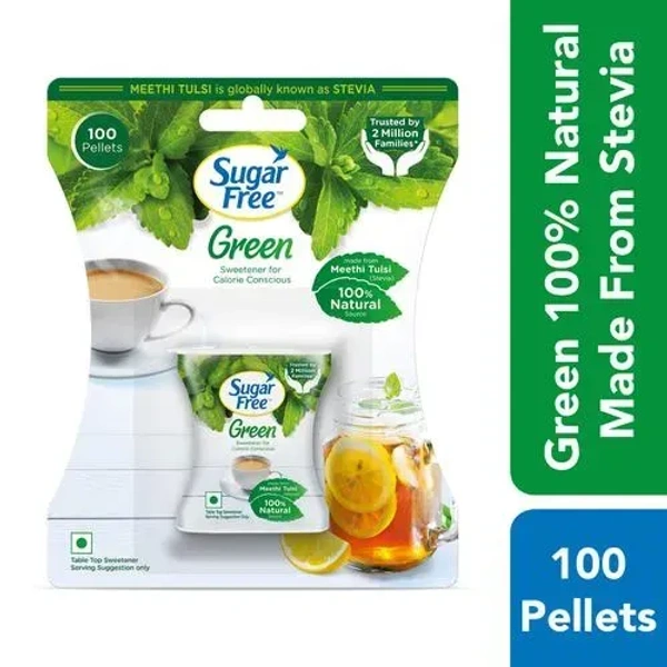 Sugar Free Green Sweetener - With Natural Stevia, Zero Calories, 100 pcs Pellets
