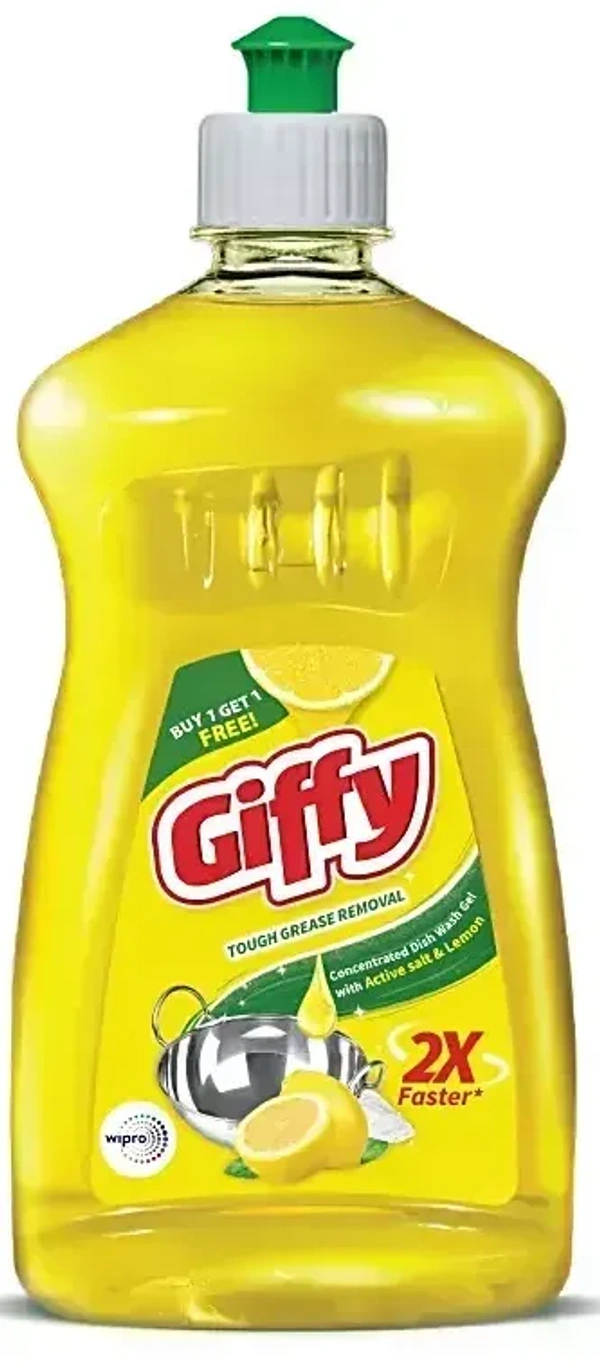 Giffy Lemon and Active Salt Dishwash Cleaning Gel, 500ml