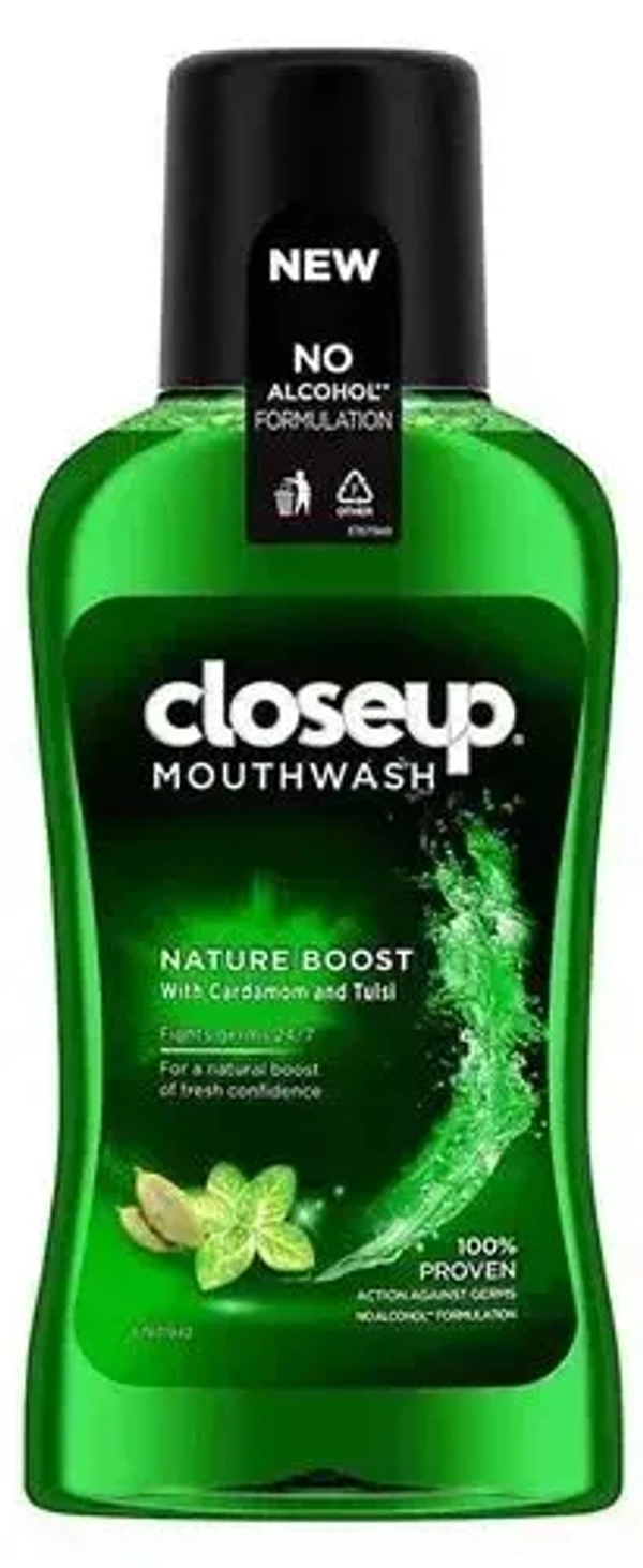 Closeup Mouthwash Nature Boost With Cardamom And Tulsi, 250ml