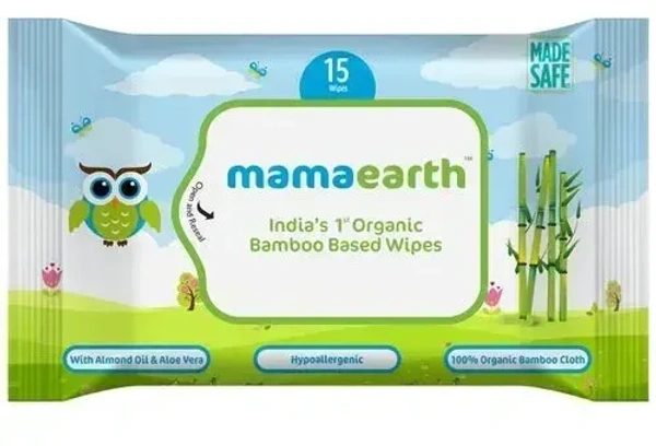Mamaearth Oraganic Bamboo Based Wipes, 15 pcs