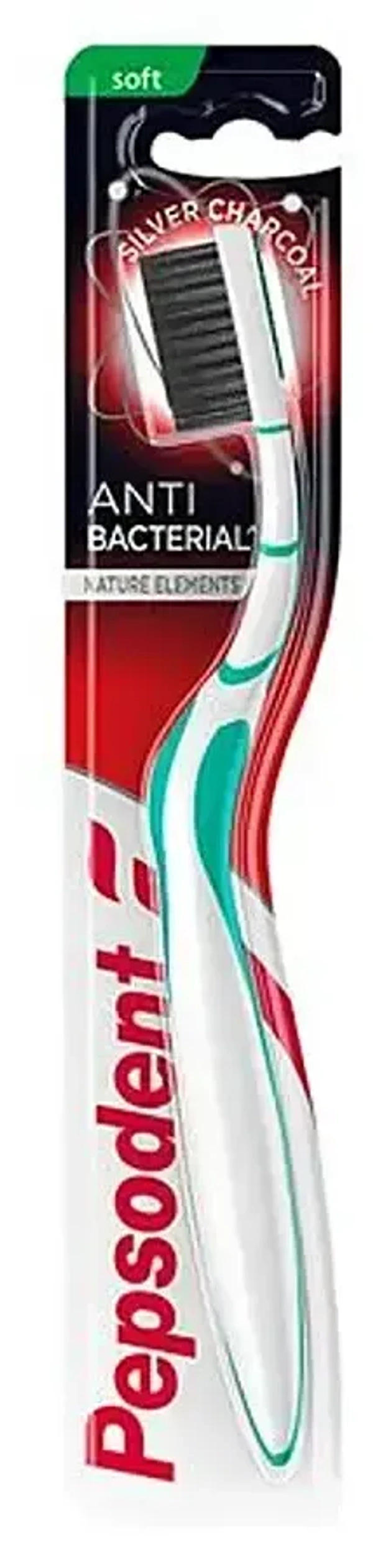Pepsodent Toothbrush Anti Bacterial Silver Charcoal Soft, 1 pcs