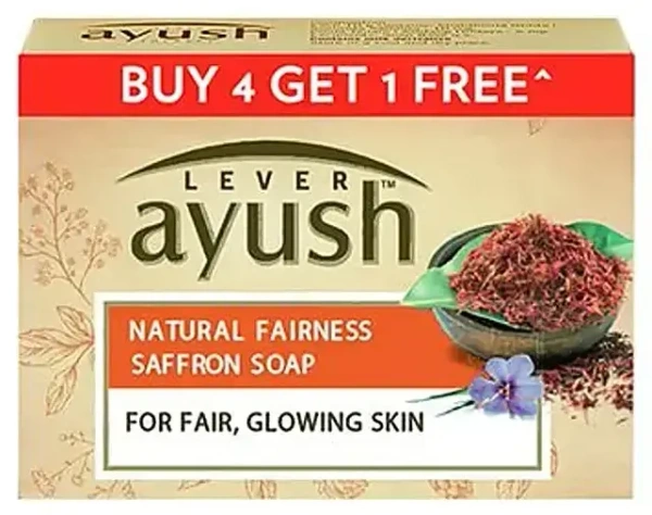 Lever Ayush Natural Fairness Saffron Soap Pack of 5