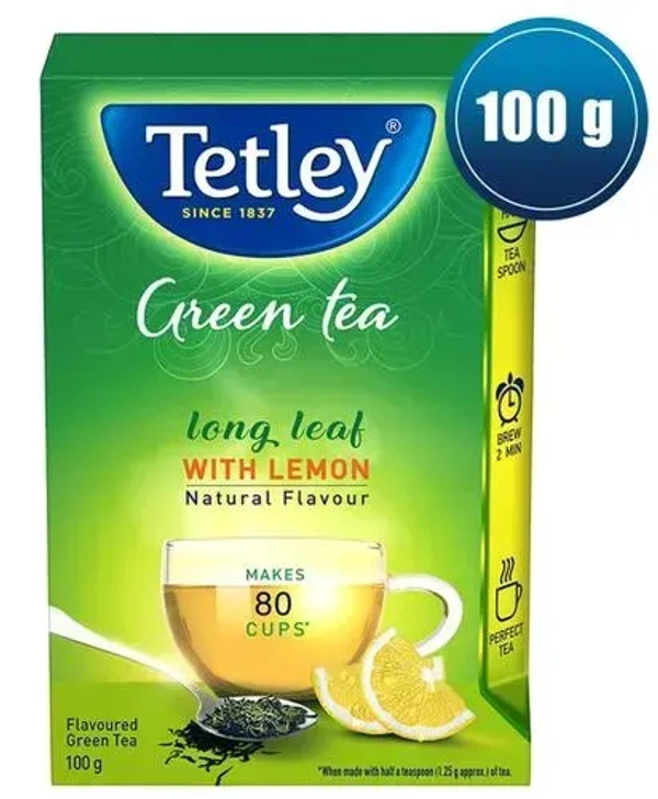 Tetley Long Leaf Green Tea, Lemon, 100g