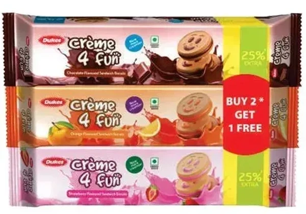 Dukes Biscuits Cr?me 4 Fun Pack of 3x150g, 450g