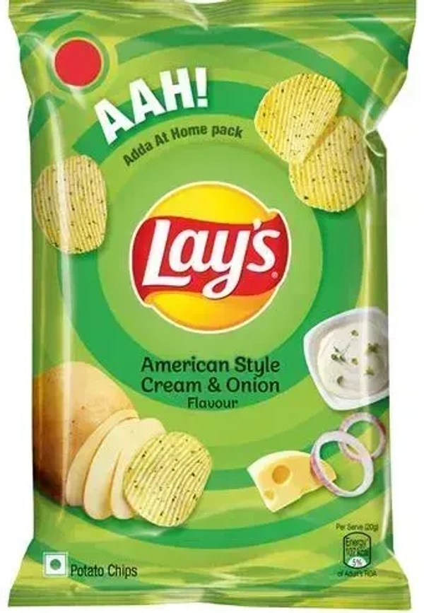 Lay's Potato Chips American Style Cream& Onion Flavour Pack, 190g