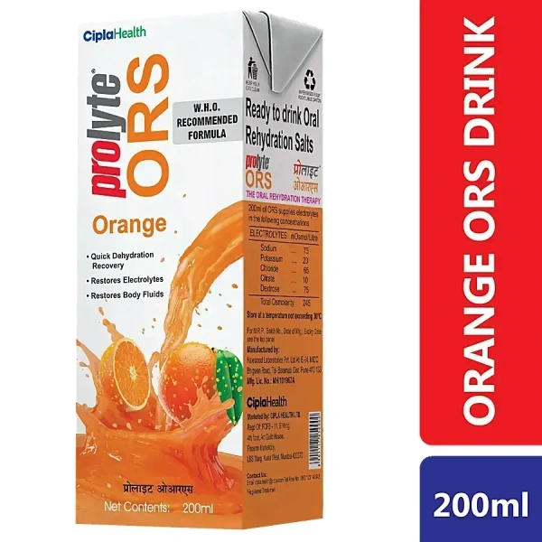 Prolyte ORS Orange Flavour Energy Drink, 200ml