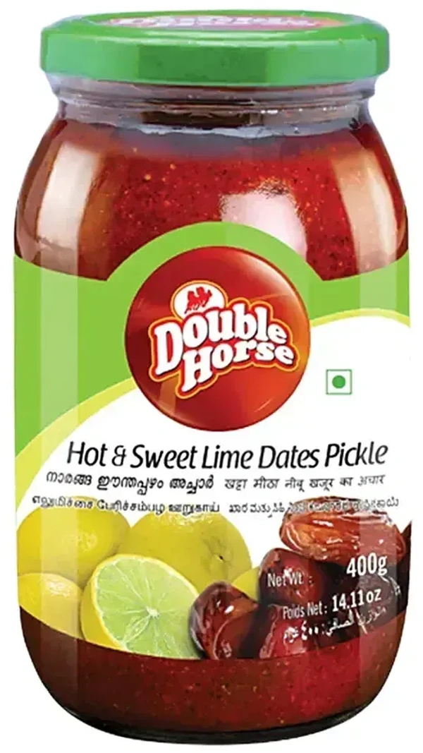 Double Horse Hot / Sweet Lime Dates Pickle, 400g