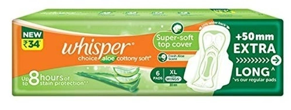 Whisper Choice Sanitary Pad Aloe Vera Freshness Extra Long with Long, 6 pads