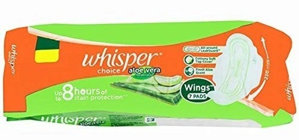 Whisper Choice Sanitary Pad Aloe Vera Freshness Regular with Wings, 7 pads