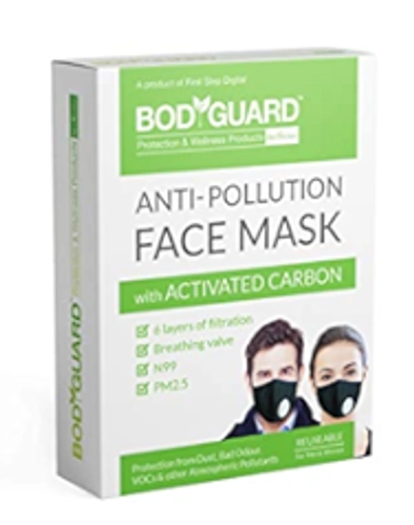 BodyGuard Reusable Anti Pollution Face Mask with Activated Carbon pack of 3, 3 pcs