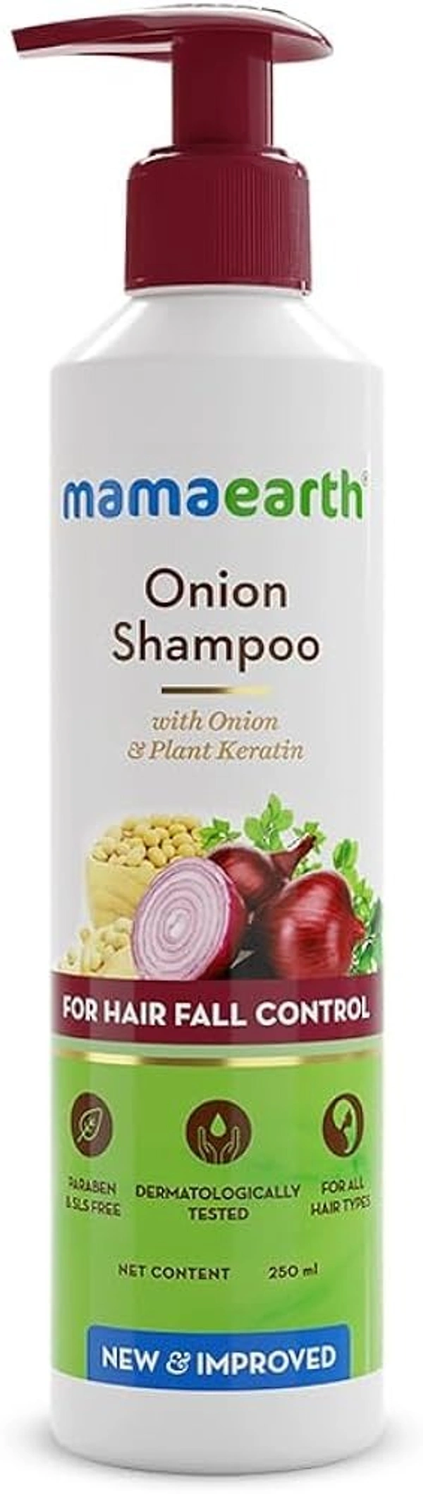 Mamaearth Onion Shampoo For Hair Fall Control (Onion& Plant Keratin), 250ml