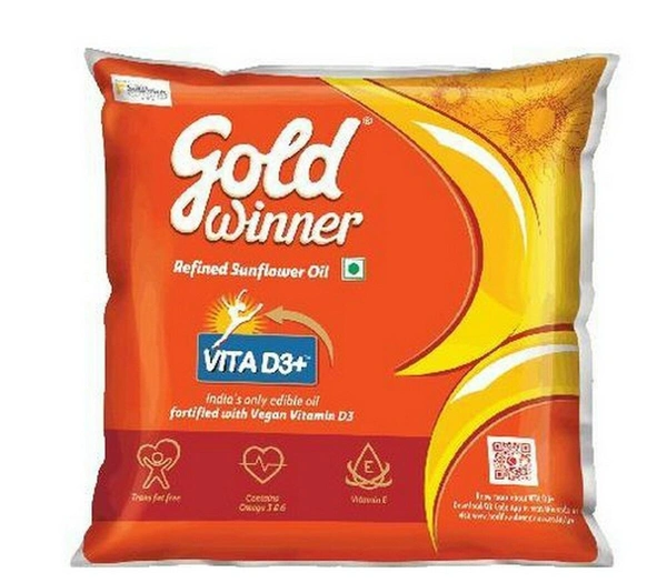 Gold Winner Refined Sunflower Oil Pouch, 500ml