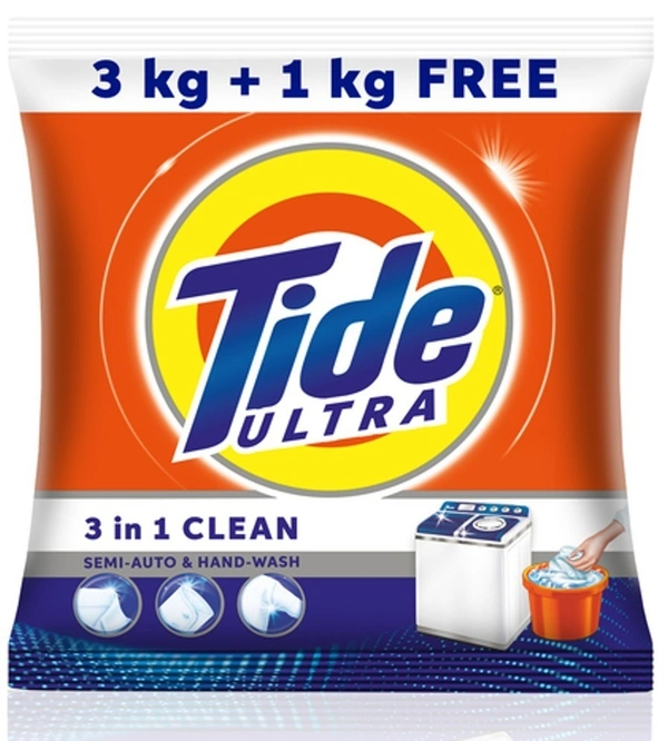 Tide Ultra 3 in 1 Clean Detergent Washing Powder(Get 1 kg Free),3 kg
