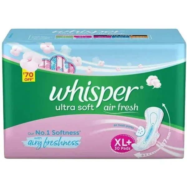 Whisper Ultra Soft Air Fresh Pores XL 30 Sanitary Pads