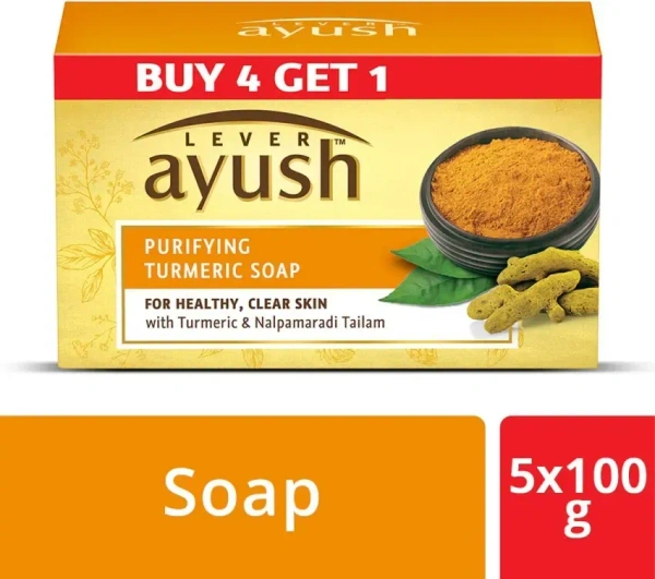 Lever Ayush Purifying Turmeric Soap Pack of 5