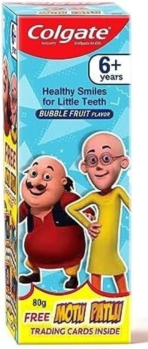 Colgate Kid's Motu Patlu Anticavity Bubble Fruit Flavour Toothpaste Cavity Protection Enamel Protection, 80g