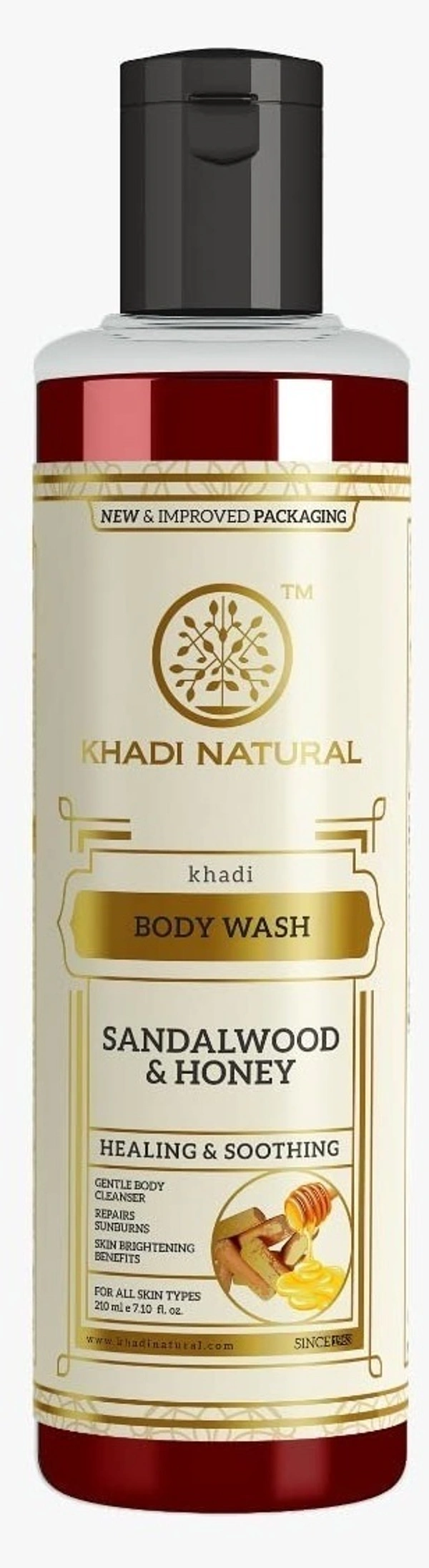Khadi Herbal Sandalwood and Honey Body Wash, 210ml