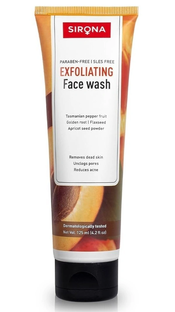 Sirona Natural Exfoliating Face Wash Facial Cleaner, 125ml