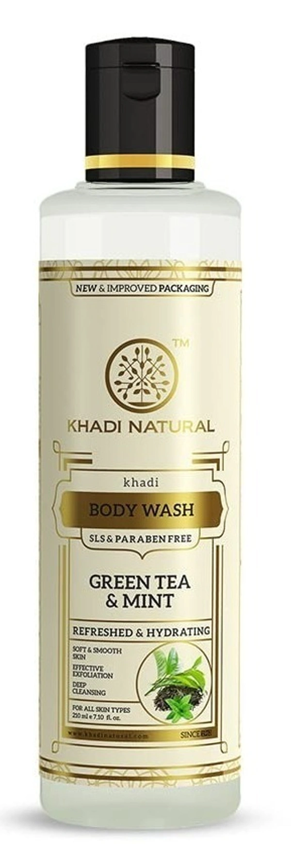 Khadi Herbal Green Tea and Mint Body Wash, 210ml