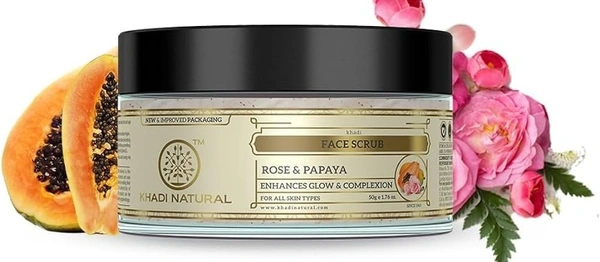 Khadi Herbal Rose And Papaya Face Scrub, 50g