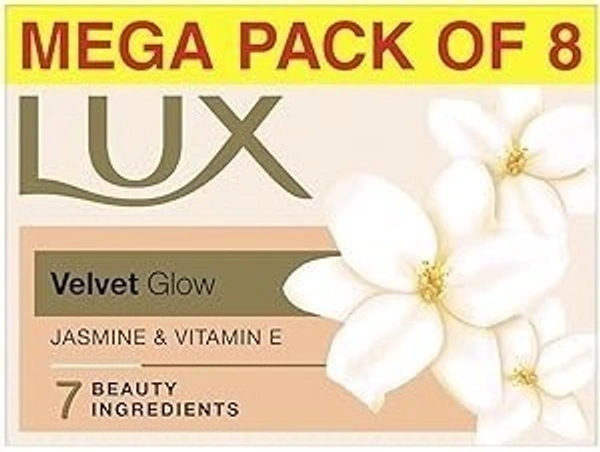 Lux Velvet Touch Jasmine& Almond Oil Soap Bar (Pack of 8)
