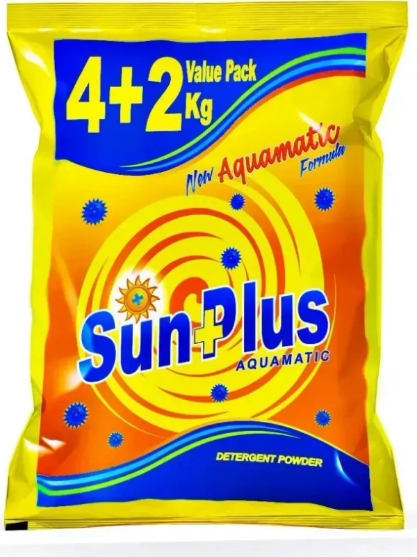 Sunplus Detergent Powder New Aquamatic Formula 4 kg + 2 kg Pack, 6 kg