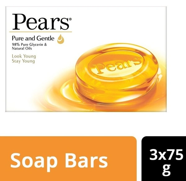 Pears Pure and Gentle Soap Bar, 3x75g, 225g