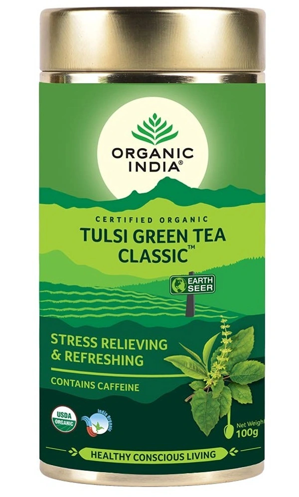 Organic India Tulsi Green Tea Classic 100g Tin