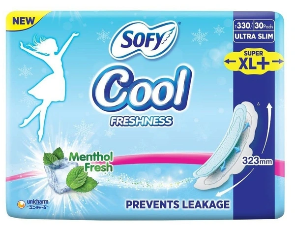 Sofy Cool Extra Long Sanitary Napkins XL+ ( 30 Pads ), 30 pads