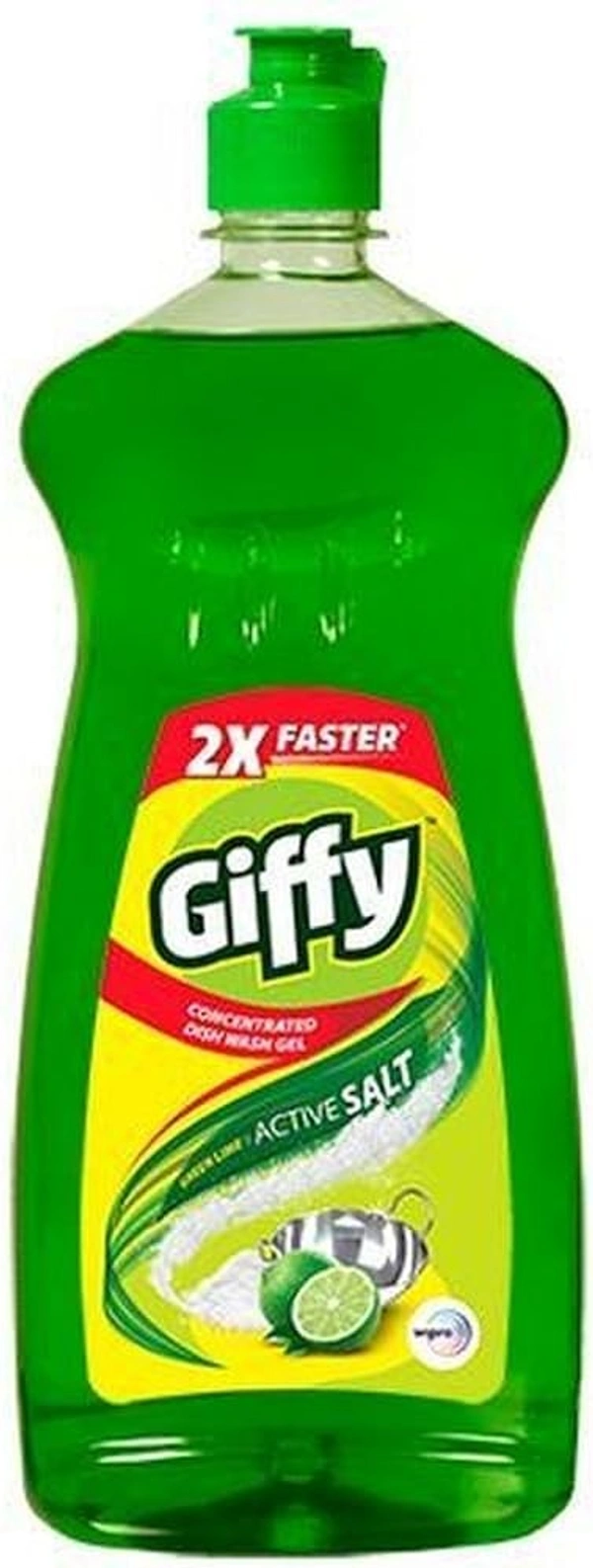 Giffy Concentrated Dishwash Gel Green Lime And Active Salt, 750ml