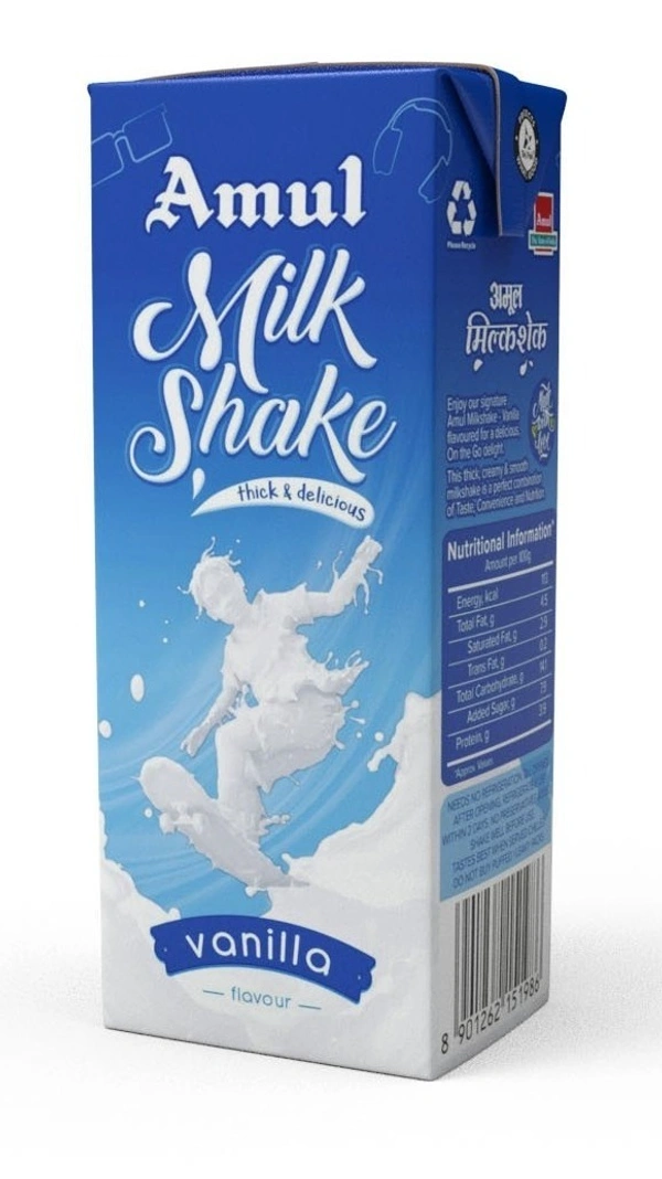 Amul Milk Shake Vanilla 200ml, Tetra Pack