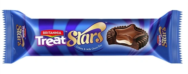Britannia Biscuits Treat Stars& Milk Choco Duo, 100g