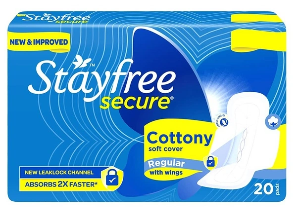 Stayfree Cottony Soft Cover Regular With Wings, 20 Nos