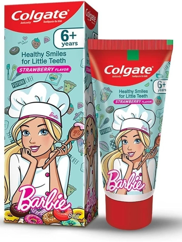 Colgate Kids Barbie (6+ Years) Strawberry Flavor Anticavity Toothpaste Tube, 80g