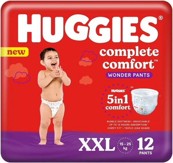 Huggies Complete Comfort Wonder Pants Double Extra Large (XXL) Size Baby Diaper Pants, 12 Pants