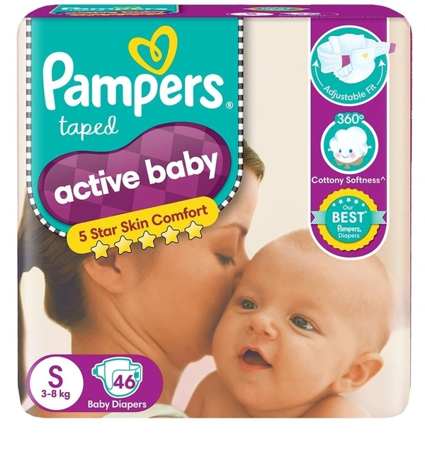 Pampers Active Baby 5 Star Skin Comfort Small 3 - 8 Kg (46 Pants)