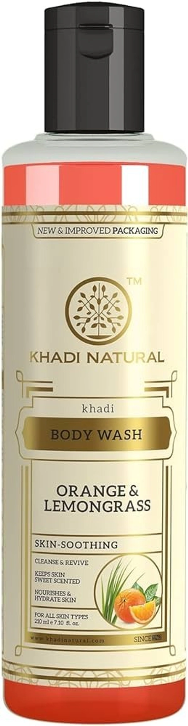 Khadi Herbal Orange and Lemongrass Body Wash, 210ml