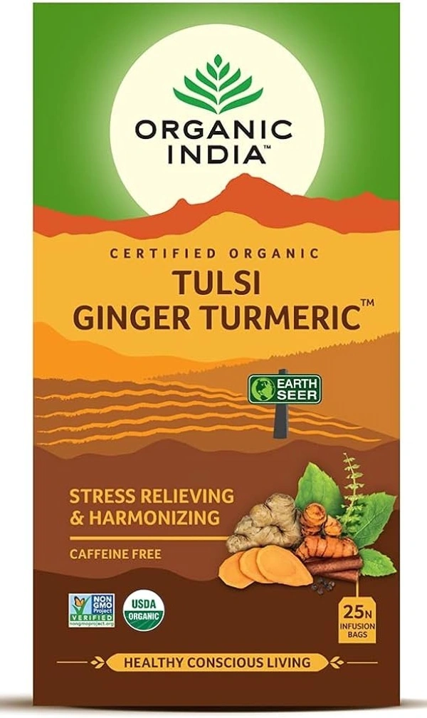 Organic India Green Tea Tusli Ginger, 25 Bags