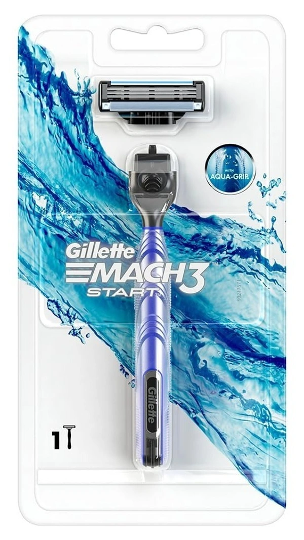 Gillete Mach 3 Start With Aqua Grip Men Razor, 1 pcs