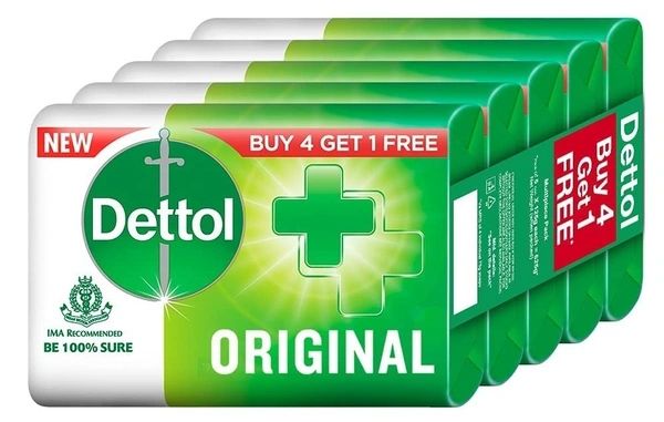 Dettol Original Bathing Soap (125g) Buy 4 Get 1 Free, 625g