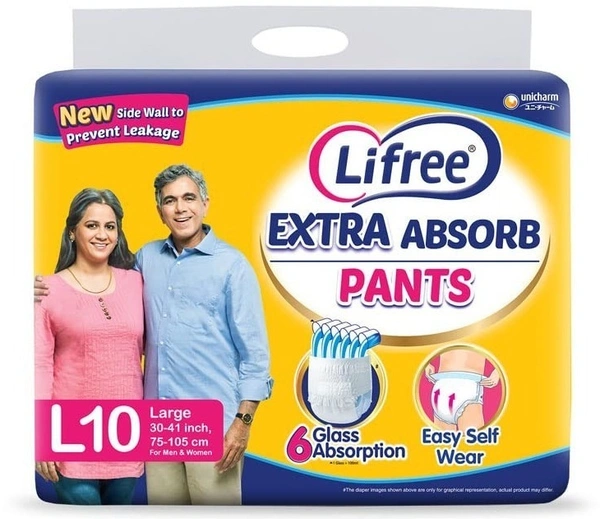 Lifree Extra Absorb Pants Large 10 Pants, 10 pants