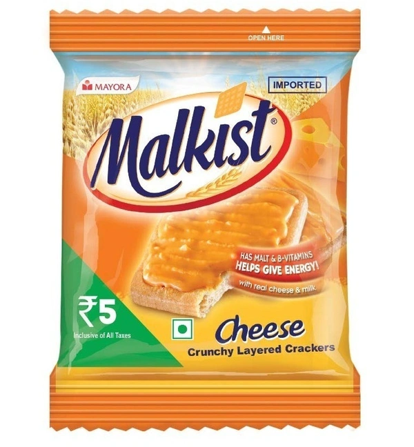 Malkist Cheese Crunchy Layered Crackers Pouch, 23g