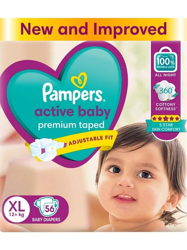 Pampers Active Baby Extra Large Size Diapers (56 Nos)