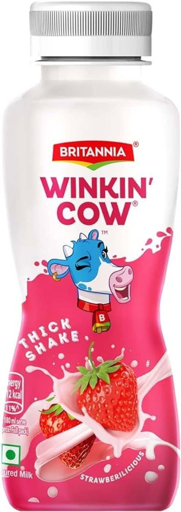 Britannia Winkin Cow Thick Milkshake Strawberry Pet Bottle, 180ml