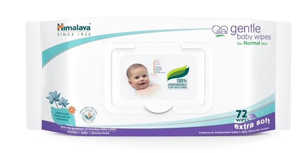 Himalaya Gentle Baby Wipes Extra Soft, 72 wipes