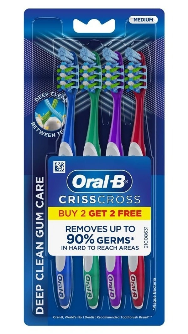 Oral - B Toothbrush Crisscross Gum Care Medium, 4 pcs