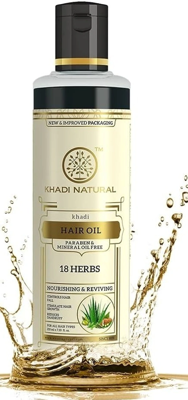 Khadi Herbal 18 Herbs Hair Oil Paraben Mineral Oil Free, 210ml