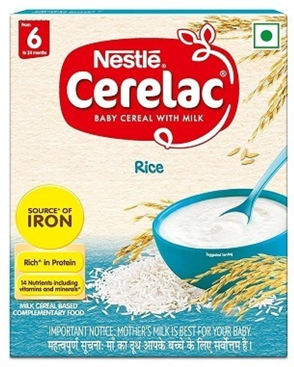 Nestle Cerelac Baby Cereal with Milk , Rice ,Stage 1, From 6 to 24 Months , Source of Iron & Protein , 300g